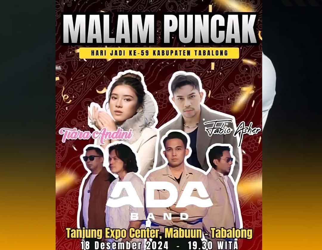 Tiara Andini, Fabio Asher dan Ada Band Ramaikan Malam Puncak Harjad ke-59 Tabalong 18 Desember pukul 20.00 WITA